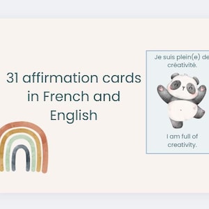 31 affirmatiekaarten in het Frans en Engels