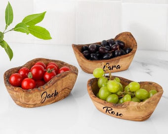 Plato para mojar de madera de olivo hecho a mano: Cuenco rústico para aperitivos