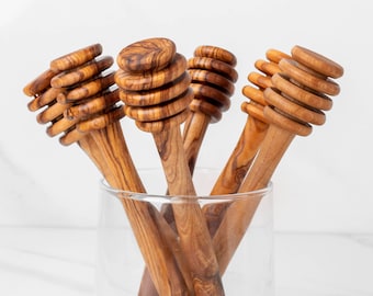 Olive Wood Honey Dipper | Handmade | Rustic Design
