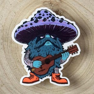 Adesivo "Marv the Musical Mushroom" / Serie di artisti ospiti di Pyoof / Adesivo impermeabile in vinile per chitarra (3") / Laptop, bottiglia d'acqua