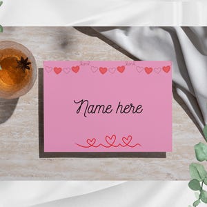 Tarjetas de lugar para San Valentín: Tarjetas de nombre para una cena romántica (PDF)