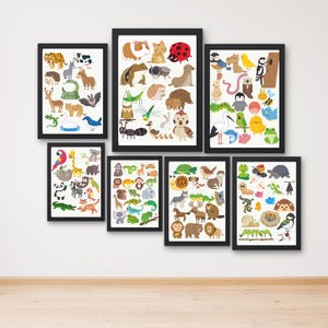 Modern Kids Wall Art Prints Bundle, Nursery Decor, Playroom Gallery Wall, Printable Safari Nursery wall art prints, Baby animal prints