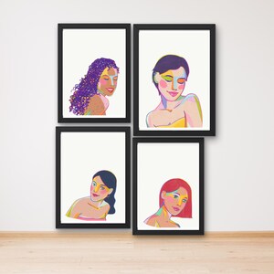Colorful Abstract Female Portrait Print | Modern Pop Art Style Wall Decor | Digital Download | Bold Contemporary Woman Artwork Printable