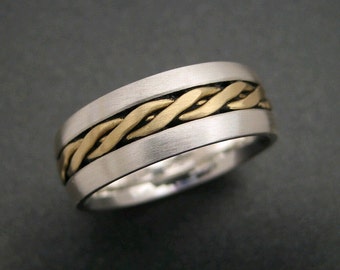 Sterling / 18K Gold Three Wire Twist Wedding Ring