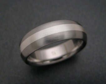 Titanium Ring with Fine Silver Stripe