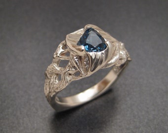 Sterling Trillium Ring with Blue Topaz