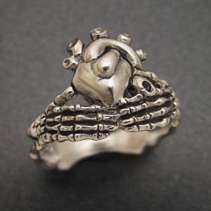Sterling Skeletal Claddagh Ring
