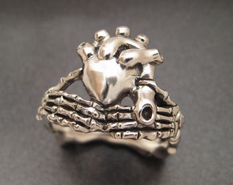 Large Skeletal Claddagh Ring