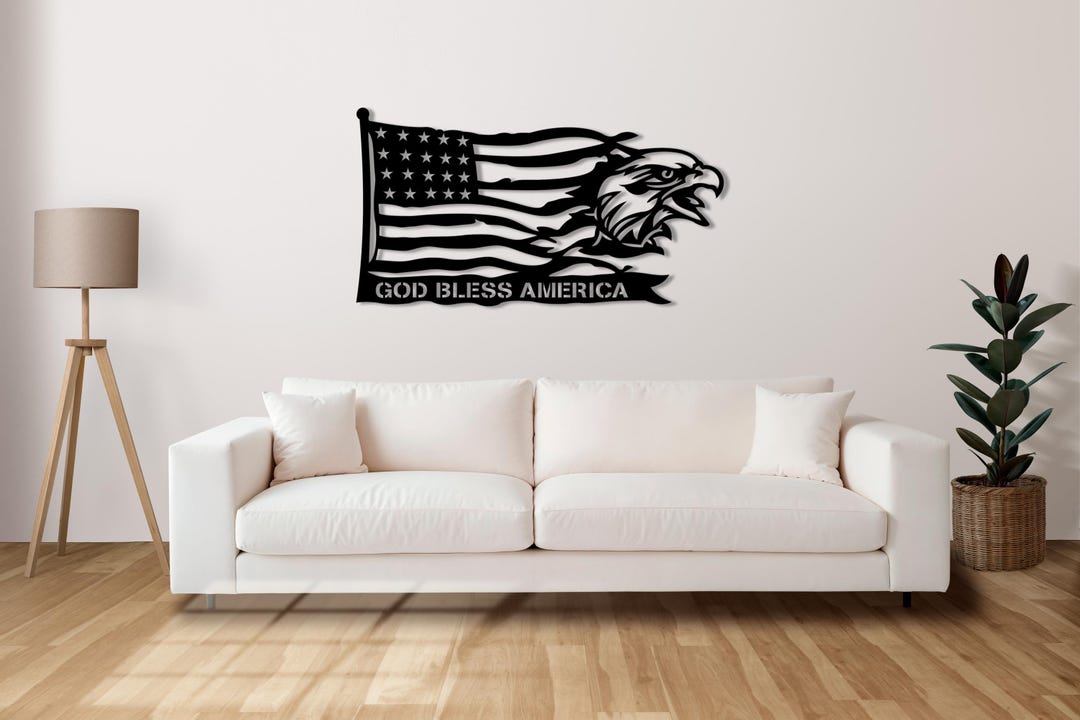 God Bless America Metal Wall Art – Patriotic Eagle & Flag Decor - Etsy