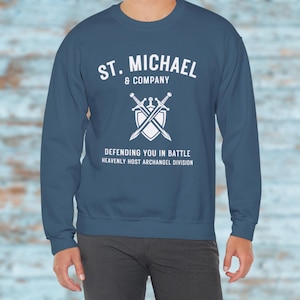 St. Michael the Archangel Defending In Battle Crewneck Adult Sweatshirt, Patron Saint Catholic Gift, Confirmation OCIO Present Men and Women