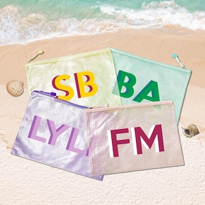 Schatten-Monogramm Pool-Tasche, personalisierte nasse Tasche, kundenspezifische wasserdichte Pool-Tasche, kundenspezifische Strandtasche, personalisierte Brautjungfer-Strandtasche