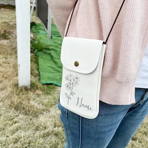 Custom Floral PU Leather Phone Shoulder Bag
