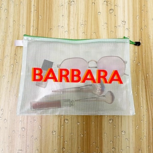 Name Reißverschlusstasche ， Kundenspezifische Kulturtasche, personalisierte Wet Bag, Freundgeschenk, benutzerdefinierte Strandtasche, wasserdichte Tasche, Bikinitasche