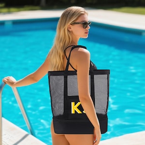 Personalisierte große Nass / Trocken-Trenntasche, Alphabet Pool Tasche, Badeanzug Tasche, Brautjungfer Geschenk, benutzerdefinierte Strand Tragetasche, Party Favor, Einkaufstasche