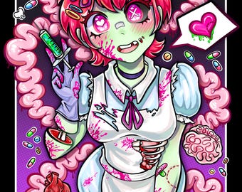 Zombie Nurse OC - 11"x14" Poster Print
