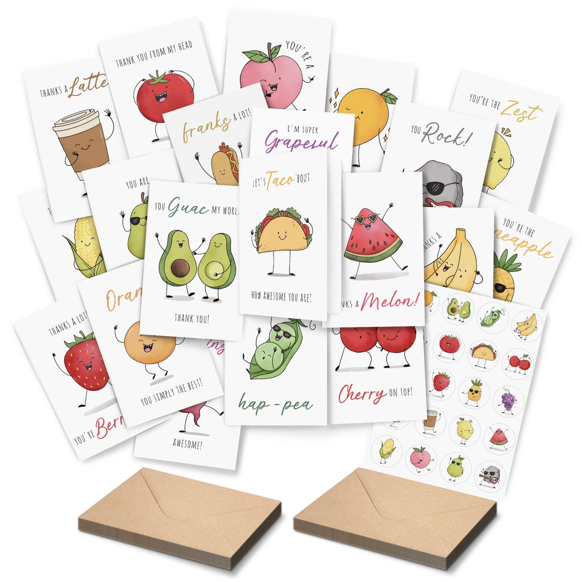 20PCS Thank You Cards – Bulk Pack With Envelopes & Stickers | Cute Pun Greeting Cards- Etsy
