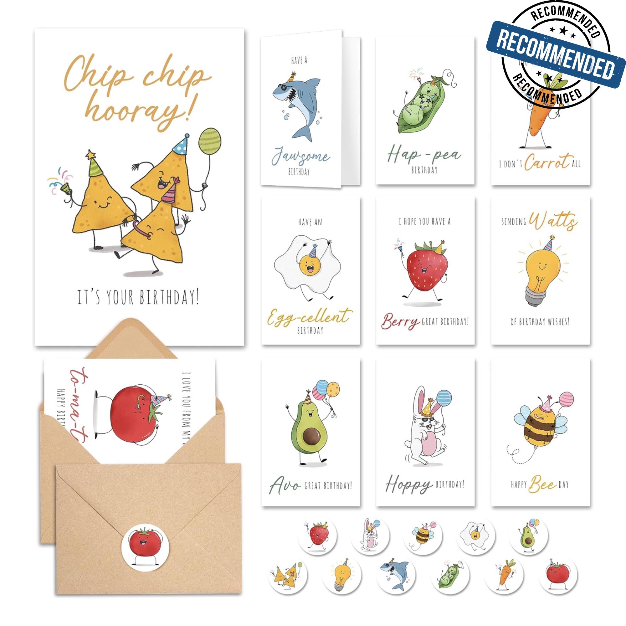 20pcs Funny Birthday Cards Set: 20 Assorted Cards with Envelopes & Stickers
