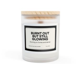 Ausgebrannte aber immer noch leuchtende Kerze | mattiertes Glas Sojawachs | Self-Care Geschenk, Wohnkultur, Entspannungskerze, Geschenk für sie, Motivationskerze