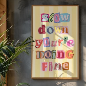 Slow Down Poster | Vienna Lyrics Wall Art | Billy Joel Quote Digital Download | Motivational Retro Printable Poster