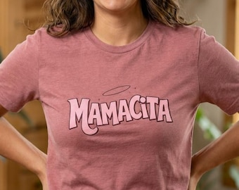 I'm a Mom, Mommy, Mamacita Script Logo Tee | Mamacita T-Shirt, Pink Cartoon Lettering