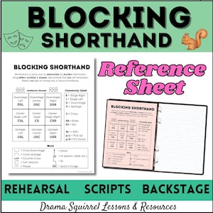 Blocking Shorthand PDF Handout for Scripts - Theatre Classroom Poster, Drama Anchor Chart, Printable Theatre PNG, Drama Classroom Decor