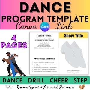 Dance Concert Program Recital Program Editable Template Canva Template Holiday Program Dance Recital Template Editable Program Dance Teacher