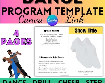 Dance Concert Program Recital Program Editable Template Canva Template Holiday Program Dance Recital Template Editable Program Dance Teacher