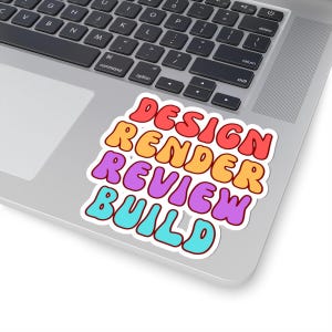 Adesivo de Teatro Técnico "Design, Renderização, Revisão e Construção" - Presente para Cenógrafo - Presente para Gerente de Palco - Presentes para Teatro Musical - Adesivo da Broadway