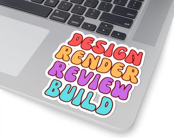 Technical Theatre Sticker "Design Render Review Build" - Set Designer Gift - Stage Manager Gift - Musical Theatre Gifts - Broadway Sticker