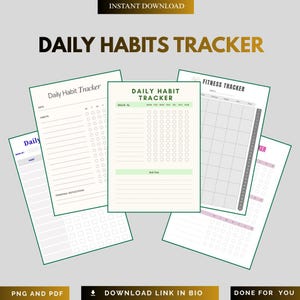 Daily Habit Tracker PDF PNG: Routine Log, Success Planner, Discipline Tracker