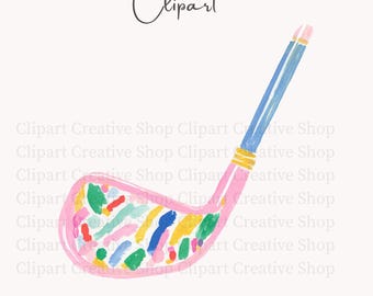 Preppy Golf Club PNG, Painterly Watercolor Golf Clipart, Country Club Design, Palm Beach Aesthetic, Golf Lover PNG, Digital Download
