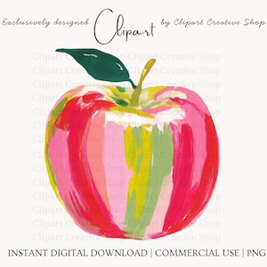 Preppy appel PNG, schilderachtige aquarel appel clipart, ontwerp voor lerarenshirt, terug naar school PNG, klaslokaal clipart, sublimatie png