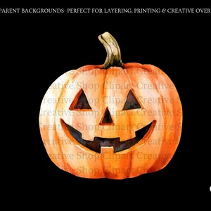 Jack O Lantern PNG, Halloween Pumpkin Clipart, Timeless Watercolor Fall Art, Spooky Autumn Graphic, Digital Download, Sublimation png image 12