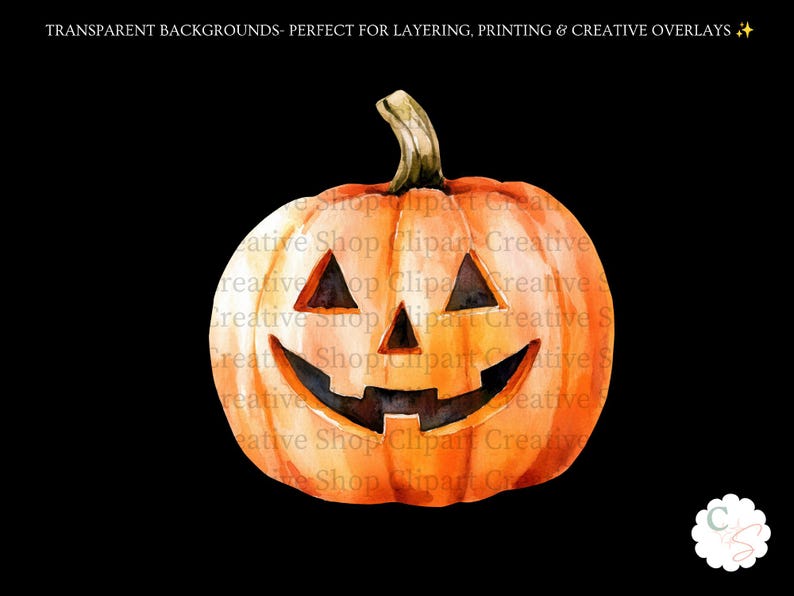 Jack O Lantern PNG, Halloween Pumpkin Clipart, Timeless Watercolor Fall Art, Spooky Autumn Graphic, Digital Download, Sublimation png image 12