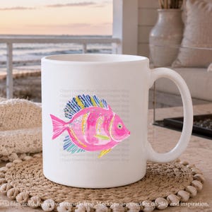 Adrette Tropische Fische PNG, Rosa Küsten Tropische Fische Brushstroke Aquarell Clipart, Bunte Beachy Illustration, Sommer Nautisches Design Bild 8
