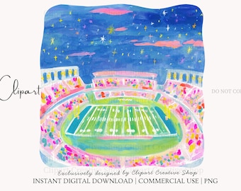 College Football Stadium PNG Clipart, Preppy Painterly Game Day PNG, Saturday Night Tailgate PNG, Trendy Football Season png,Sublimation png