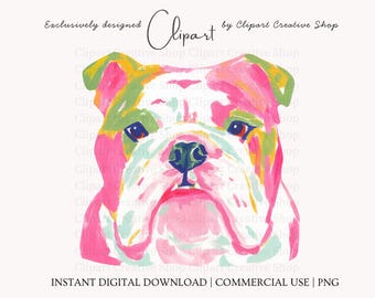 Preppy Bulldog Mascot PNG Clipart, Brushstroke Painterly Watercolor Bulldog Head png, School Sports Team Bulldog Mascot PNG, Sublimation png