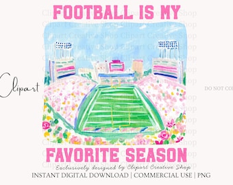 Football Is My Favorite Season PNG, Preppy Football Stadium PNG, Pink Game Day Graphic, Football Season Sublimation, Trendy Football PNG