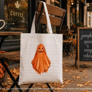 Imágenes prediseñadas PNG de fantasmas de calabaza vintage, arte de fantasmas de Halloween en acuarela, calabaza de Halloween nostálgica, imagen PNG de una acogedora cabaña de Halloween, descarga digital imagen 9