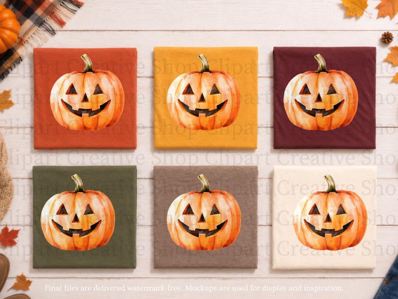 Jack O Lantern PNG, Halloween Pumpkin Clipart, Timeless Watercolor Fall Art, Spooky Autumn Graphic, Digital Download, Sublimation png image 7