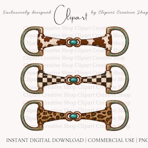 Western Horse Bett PNG Trio, Retro Vintage Kohud Leopard Rutig Hästbett Clipart, Trendig Cowgirl Rodeo Grafik, Ranch Ridsport PNG