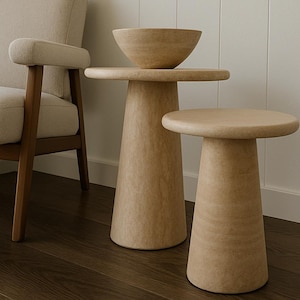 Coffee Table Natural Travertine Marble Side Table Set (Set of 2)