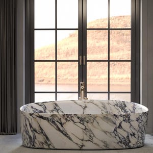 Calacatta Viola Marble Bathtub, Marble Tub, Custom Order Marble Tub, Hand Carved Marble Tub