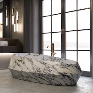 Calacatta Viola Marble Bathtub, Marble Tub, Custom Order Marble Tub, Hand Carved Marble Tub