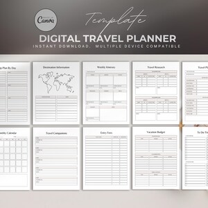Digital Travel Planner | Printable & Customizable Vacation Planner Template
