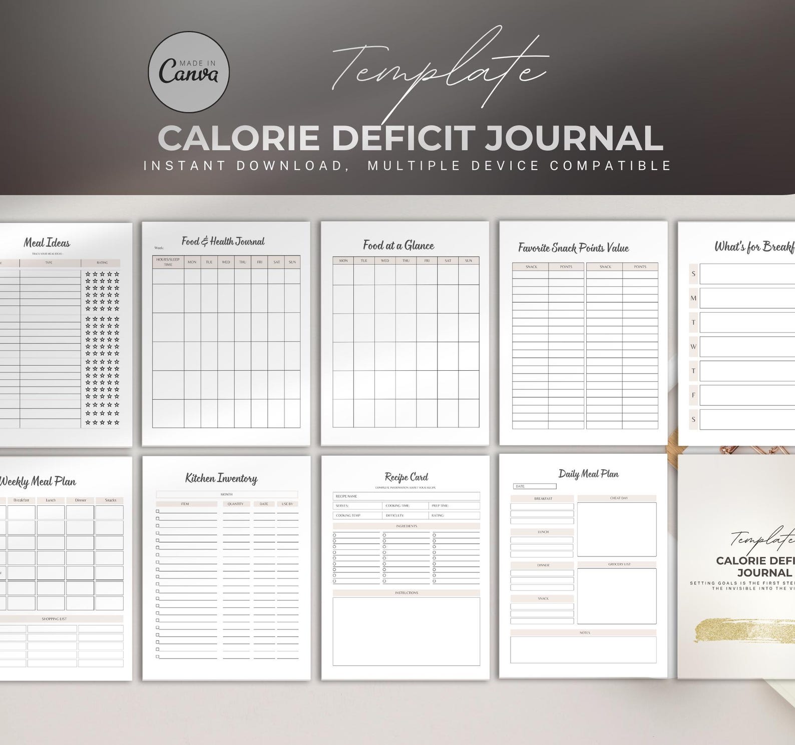 Calorie Deficit Journal | Printable Weight Loss Tracker | Calorie ...