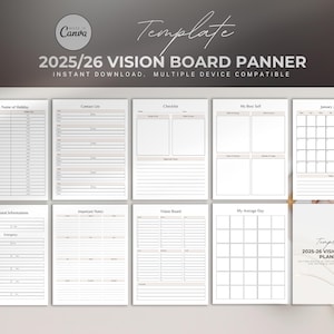 2025-26 Vision Board Planner | Printable Goal Setting Workbook | Manifest Your Dreams for the Year