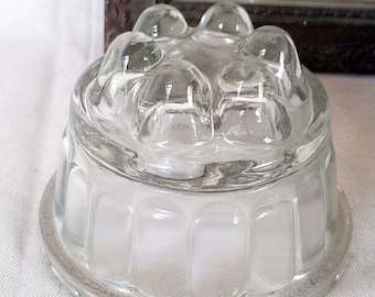 Molde de gelatina de vidrio prensado vintage de los años 50 - Moldes de cocina vintage - Utensilios de cocina antiguos