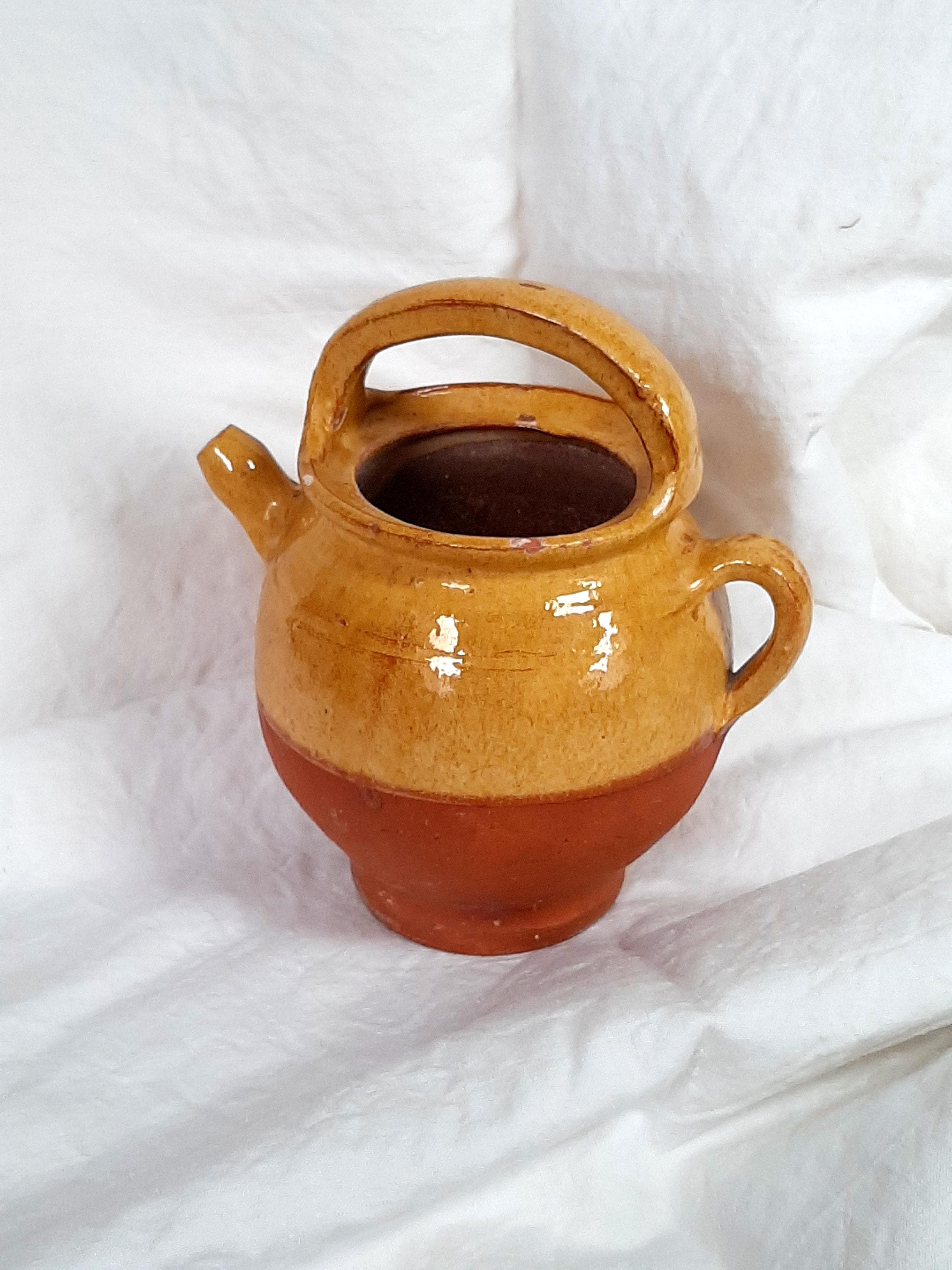 PETIT PICHET EN FAIENCE DE MOUZIN ONNAING NORD XIX ème DECOR FLORAL EUR
