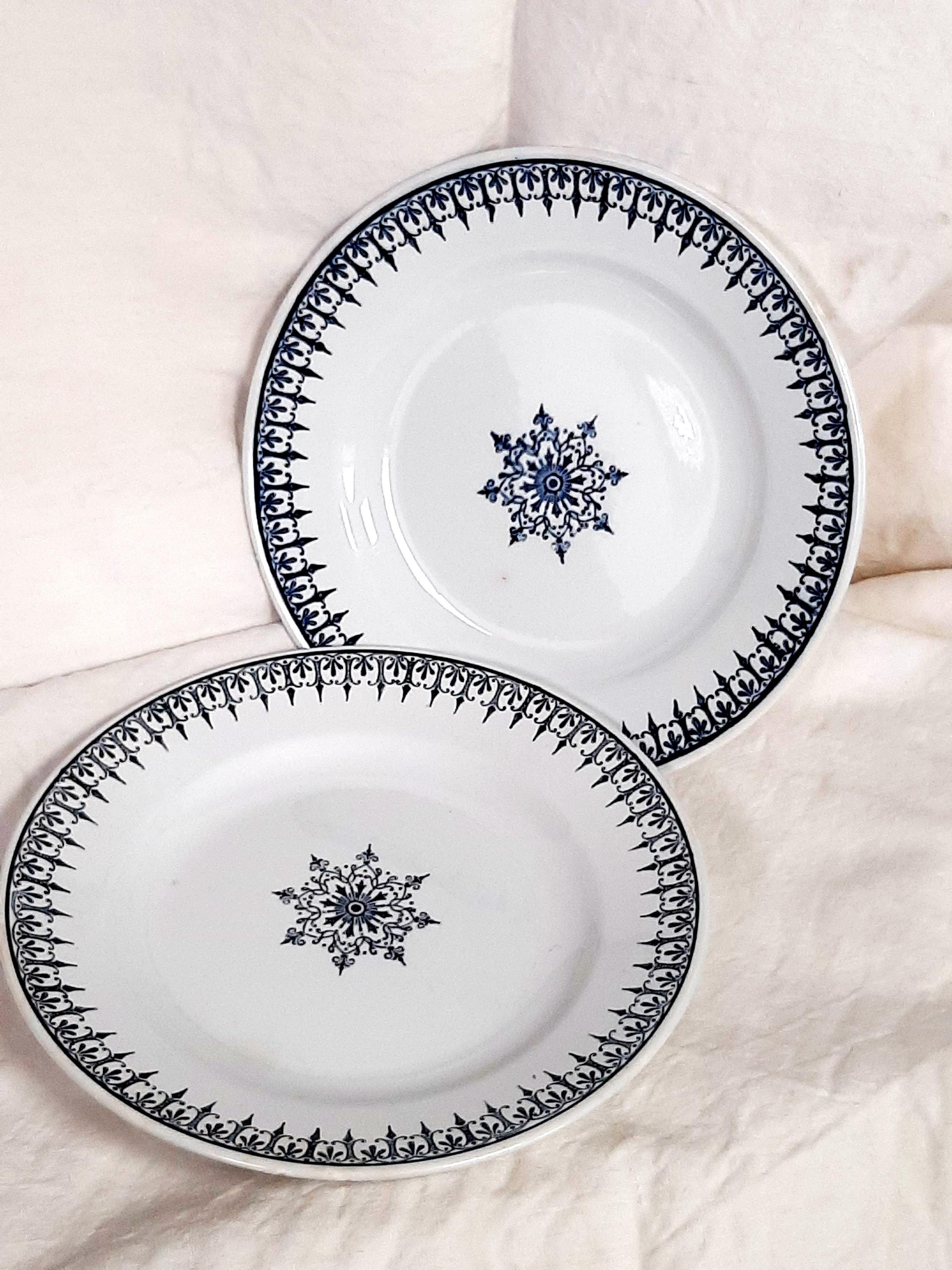 6 assiettes vintage dépareillées en porcelaine bleue et blanche | Selency